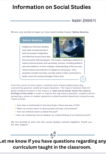Information on Social Studies flyer